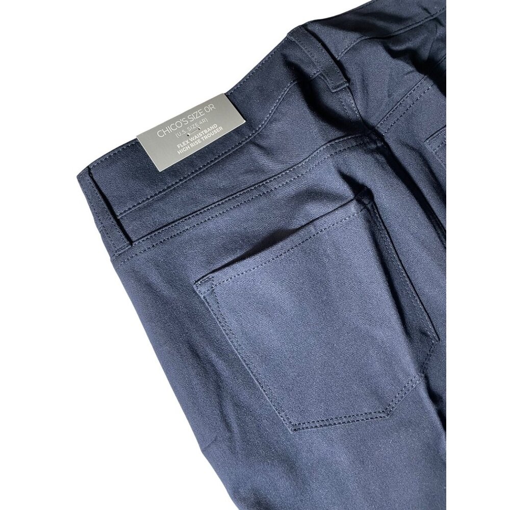 Chico's Women's Size 4R Navy Blue Flex Waistband High Rise Trouser Pants - Picture 4 of 7